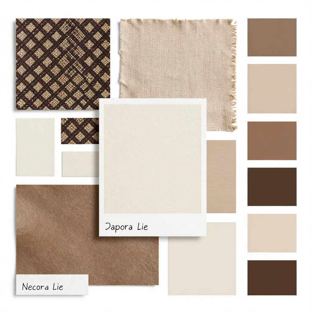 Fashion mood board with style elements and color swatches